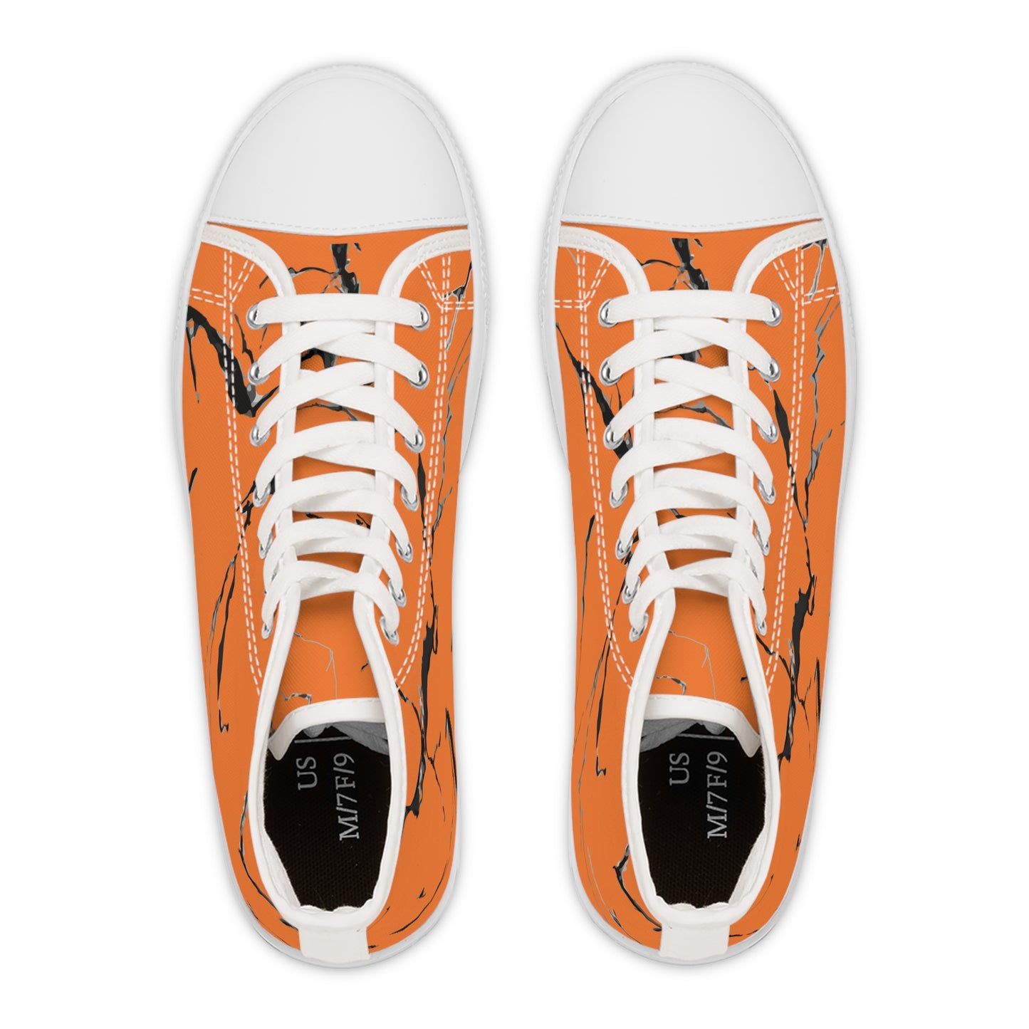Stylish Orange Marble High Top Sneakers for Women