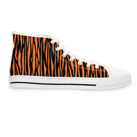 Wild Style Women's High Top Sneakers - Orange Tiger Print