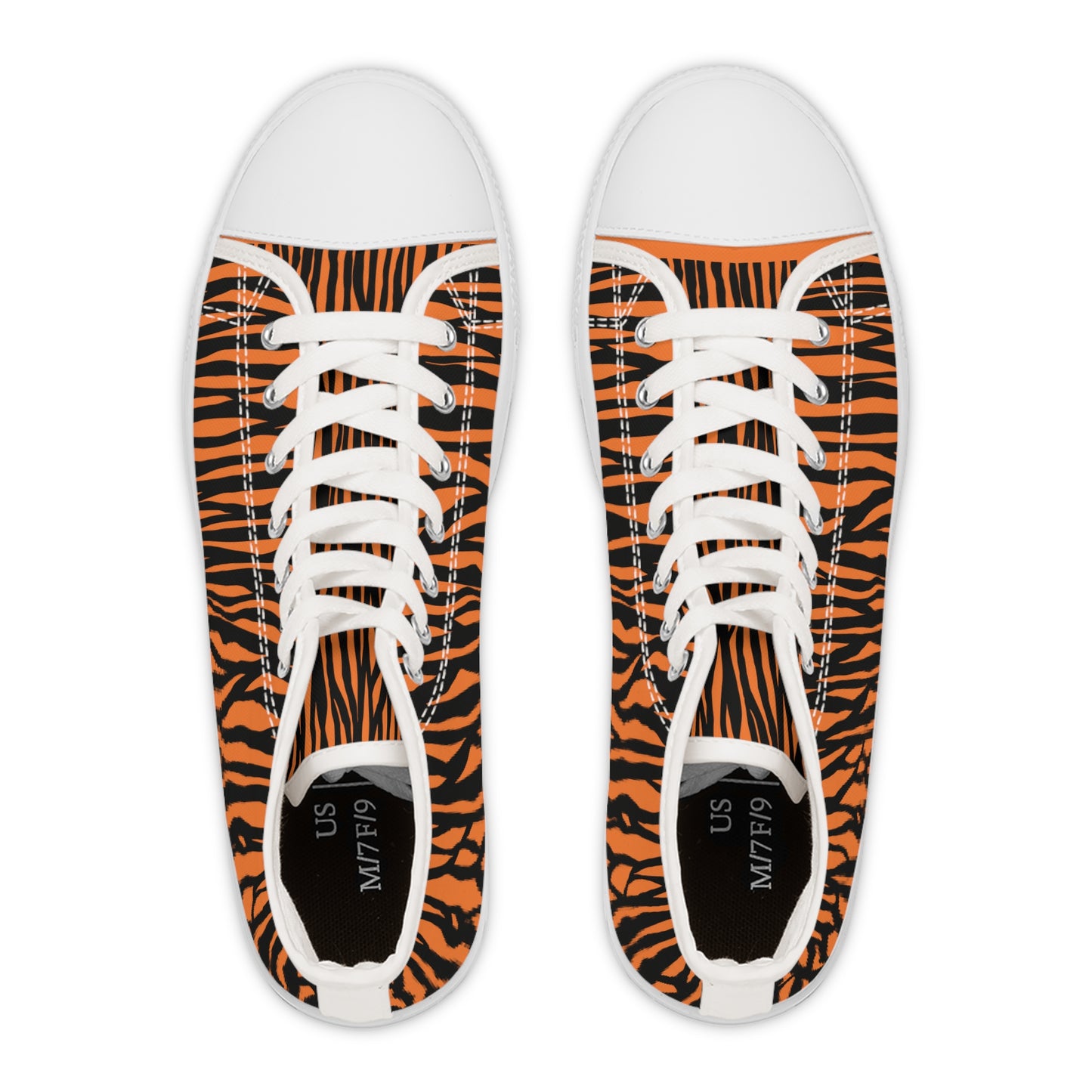 Wild Style Women's High Top Sneakers - Orange Tiger Print
