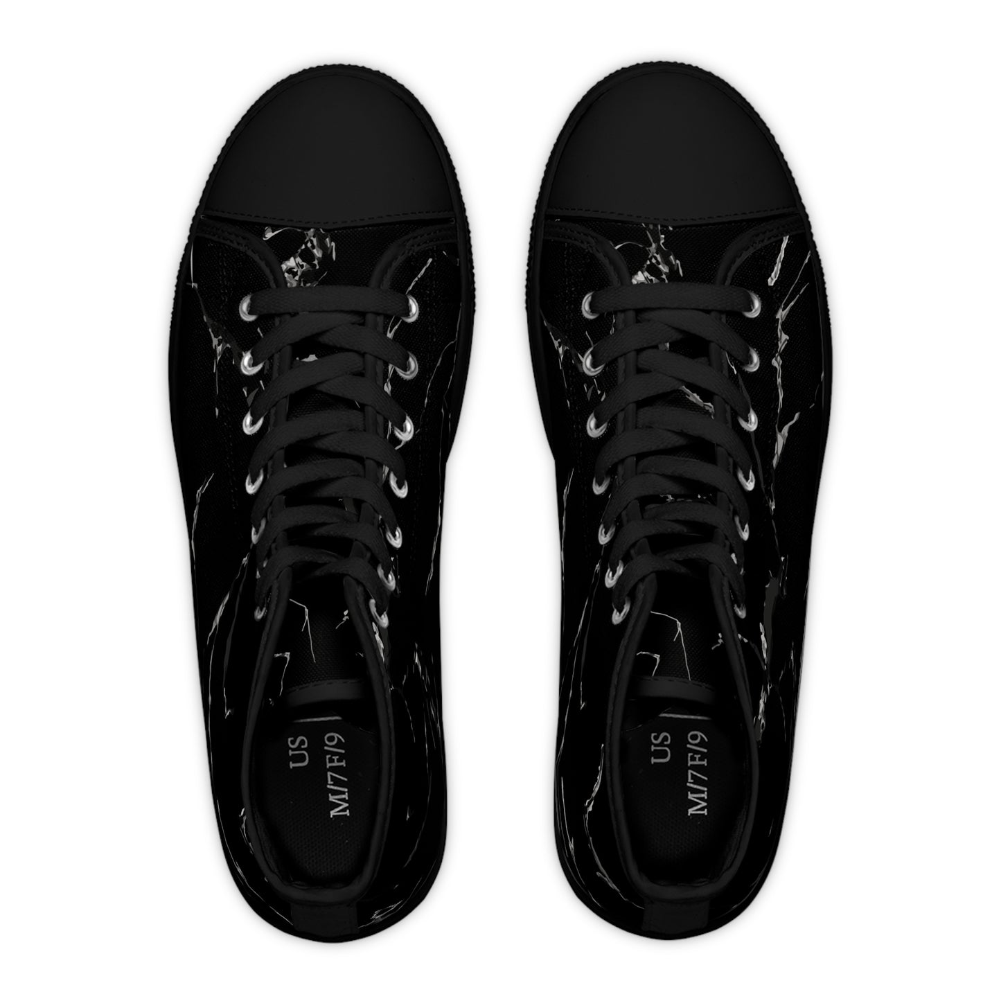 Women's High Top Sneakers - Stylish Black Marble Design