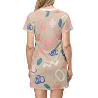 Fun Casual T-Shirt Dress with Whimsical Patterns