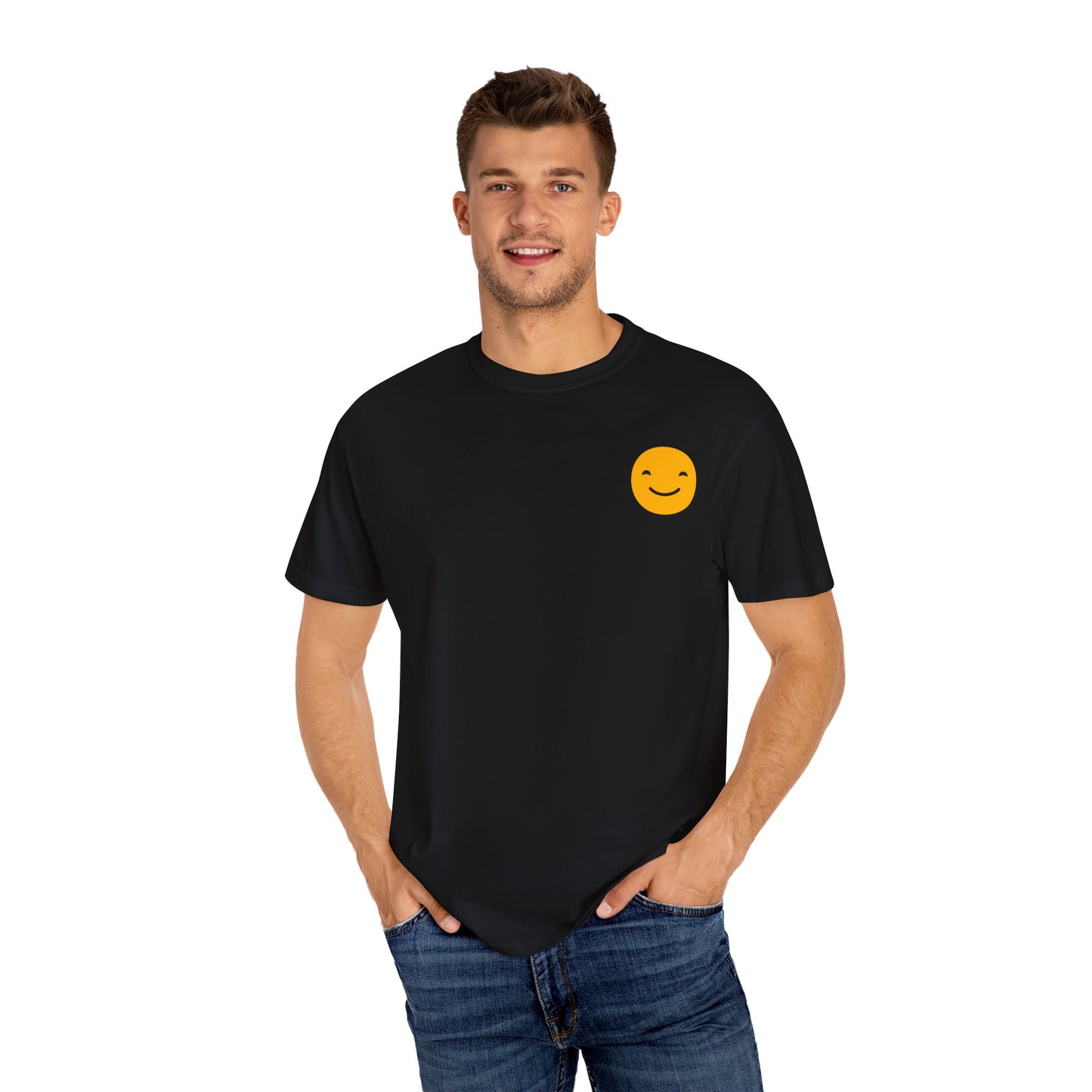 Happy Face Garment-Dyed T-shirt for Positive Vibes