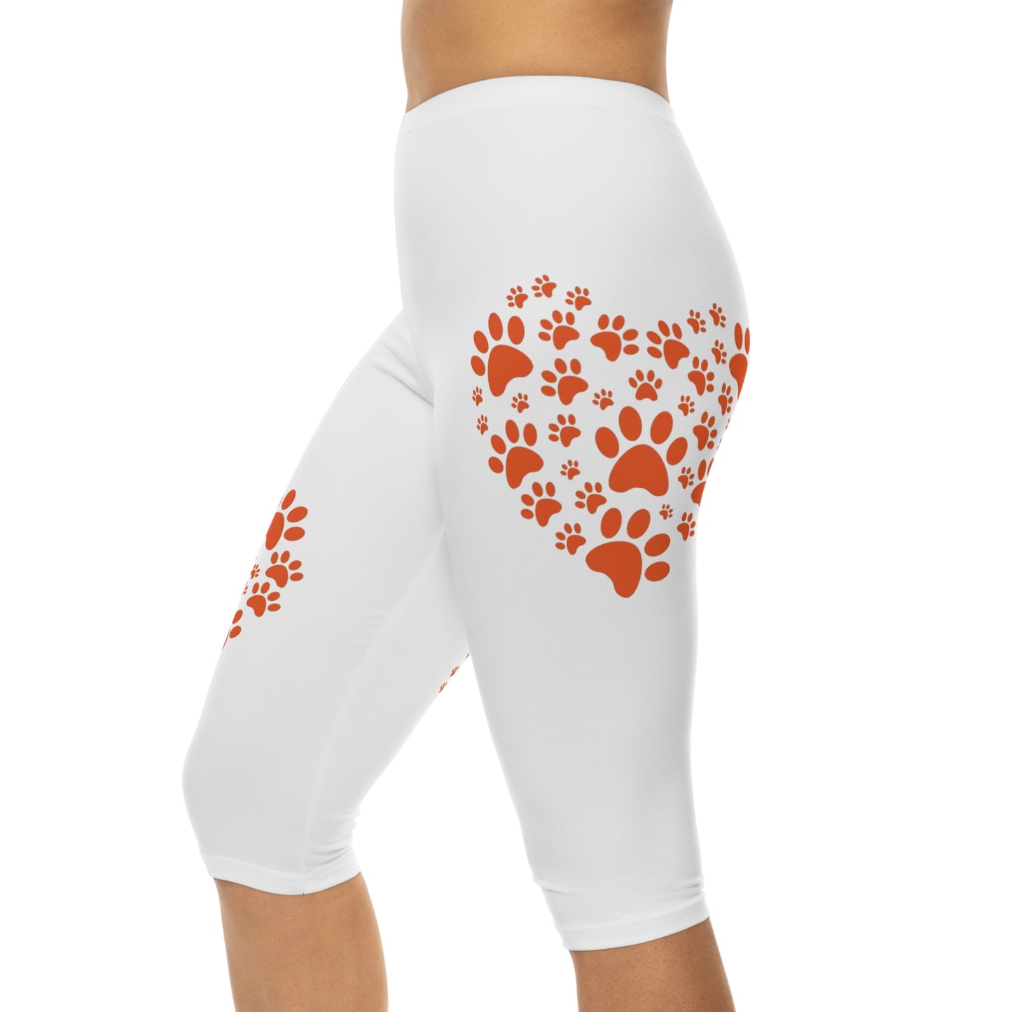 Cute Pet Lover Women’s Capri Leggings with Heart Design