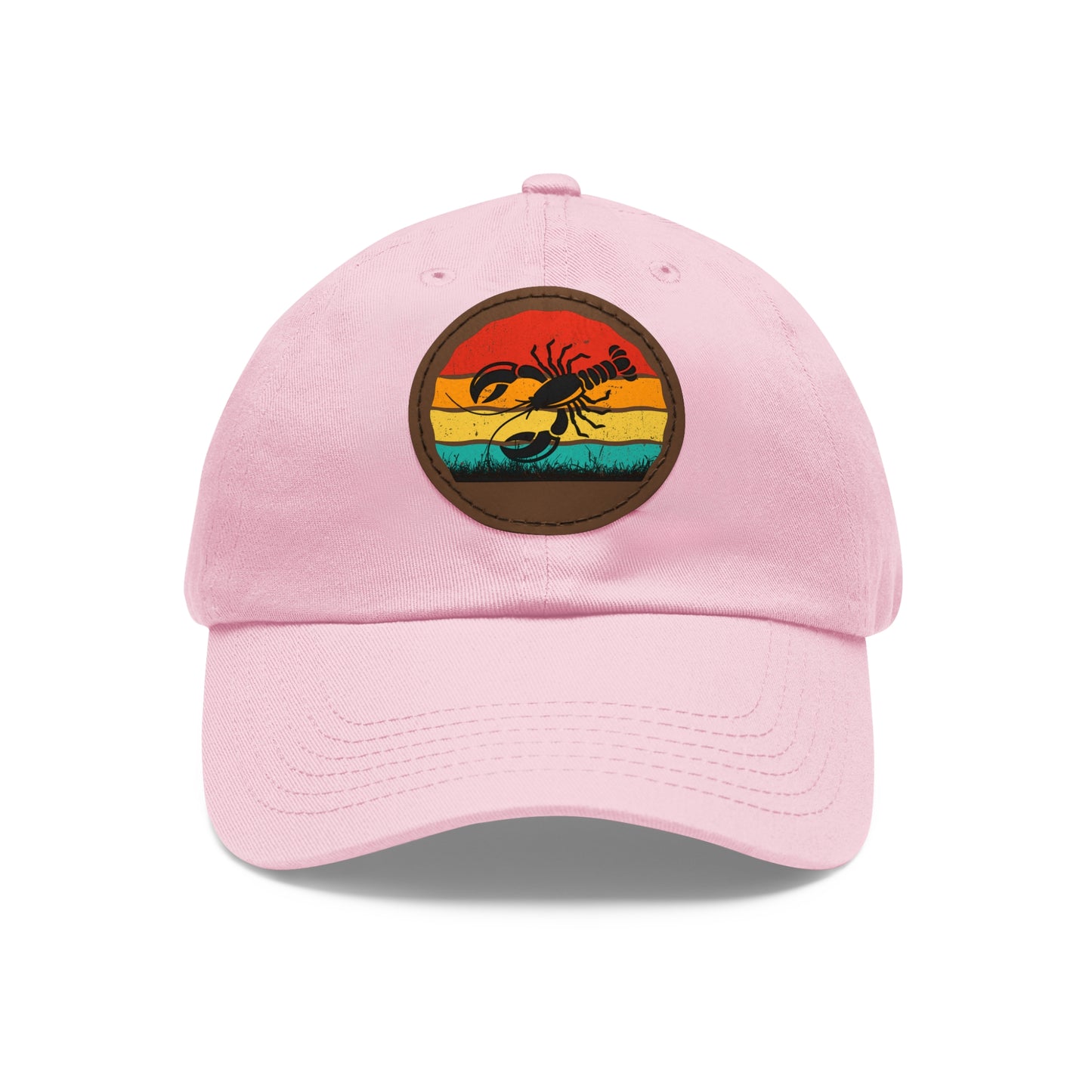 Lobster Themed Dad Hat with Leather Patch - Vintage Style Cap for Seafood Lovers