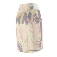 Chic Women's Pencil Skirt with Abstract Floral Design