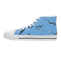 Stylish Women's High Top Sneakers with Elegant Blue Marble Design