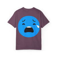 Unisex Garment-Dyed T-Shirt with Sad Emoji Design
