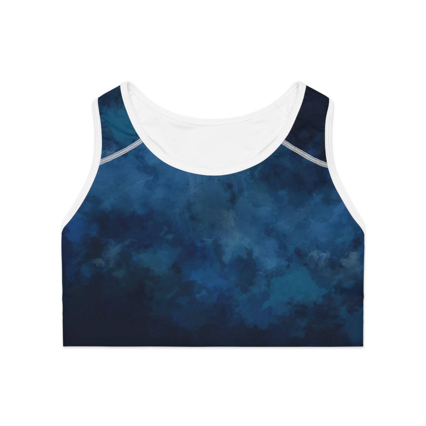 Ocean Wave Sports Bra - Soft Blue Abstract Design for Yoga and Workout