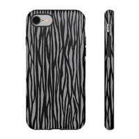 Stylish Tough Phone Case - Black and Gray Striped Design