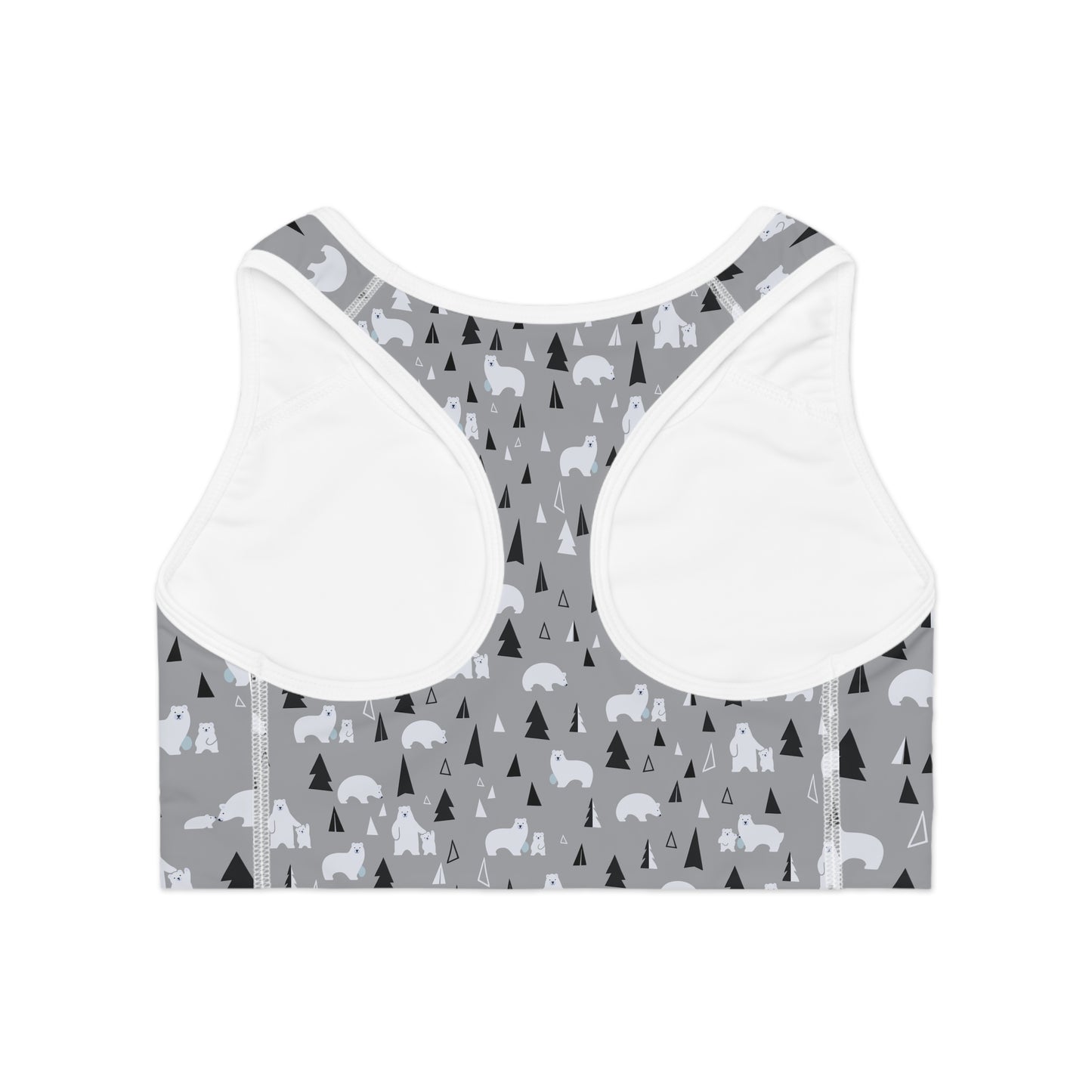 Adventure-Ready Sports Bra with Bear and Tree Print