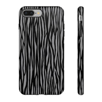 Stylish Tough Phone Case - Black and Gray Striped Design