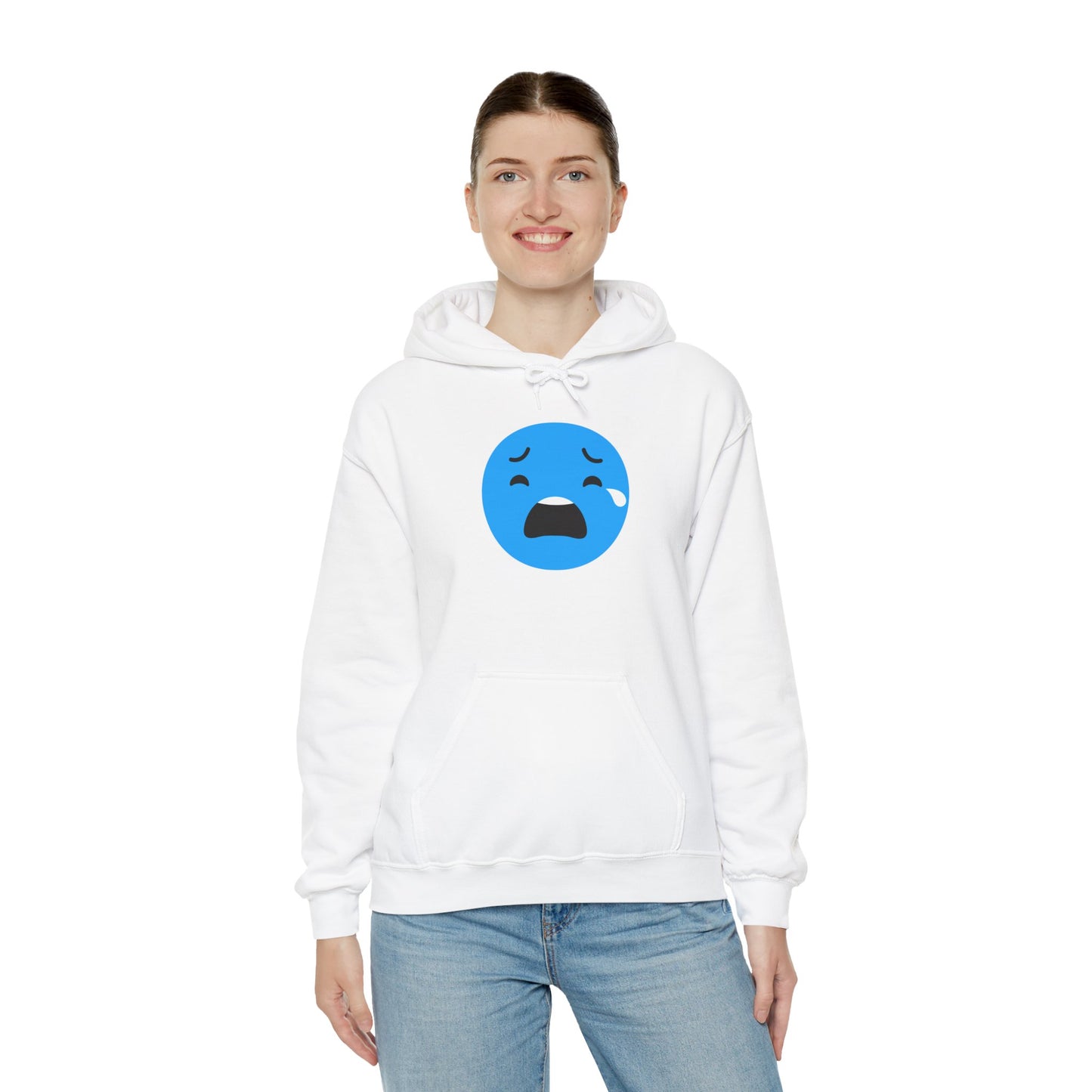 Emotional Expression Hoodie - Unisex Heavy Blend with Sad Face Design
