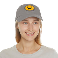 Emotional Dad Hat with Leather Patch - Sad Emoji Cap for Everyday Wear