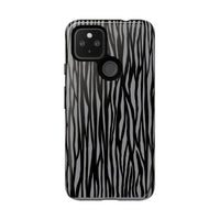 Stylish Tough Phone Case - Black and Gray Striped Design