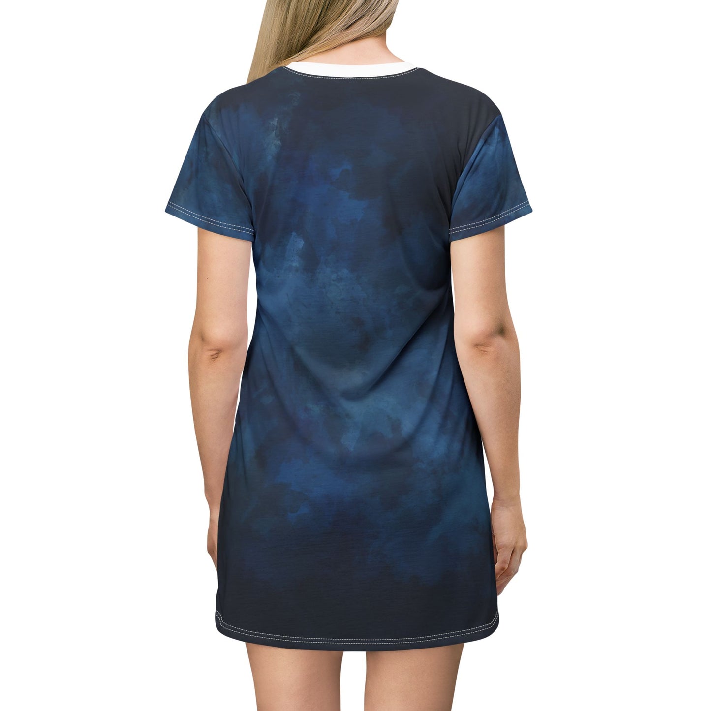 Chic Blue Tie-Dye T-Shirt Dress - Casual Summer Style