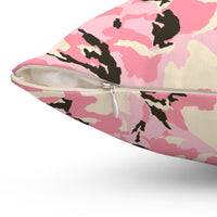 Trendy Pink Camo Square Pillow | Cozy Home Decor