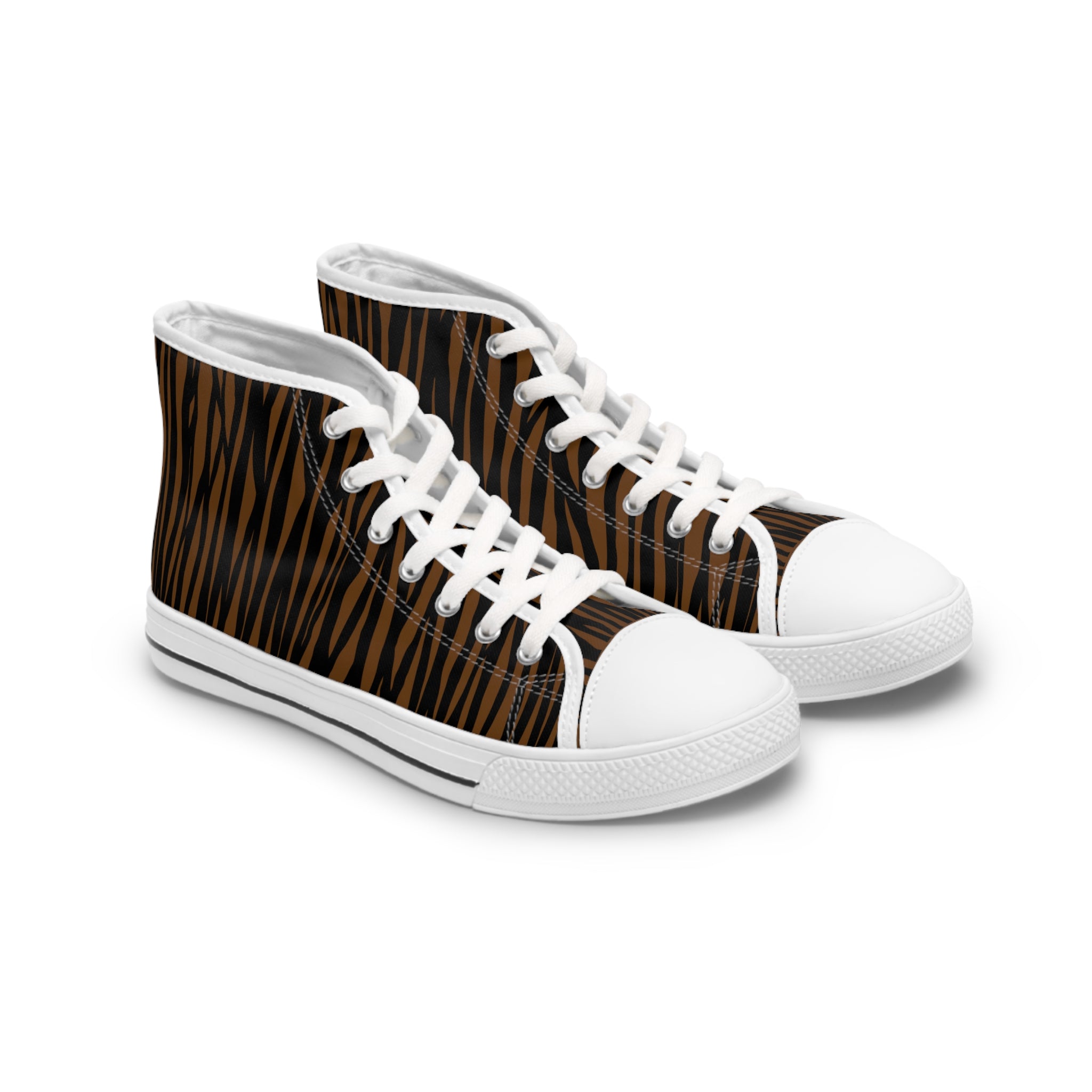 Stylish Women’s High Sneakers - Trendy Tiger Print Design