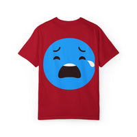 Unisex Garment-Dyed T-Shirt with Sad Emoji Design