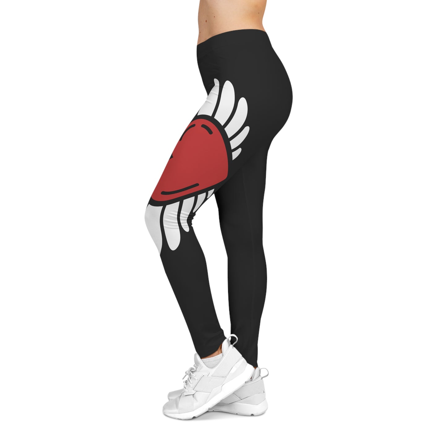 Stylish Women's Casual Leggings with Heart & Wing Design