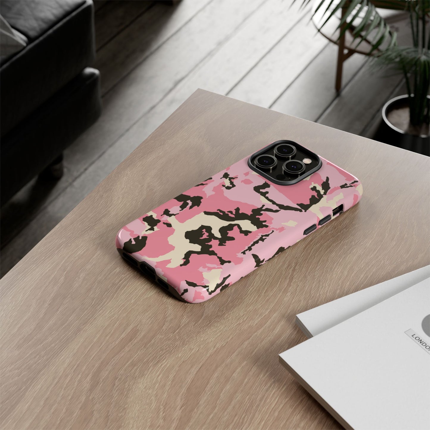 Stylish Tough Phone Case – Pink Camo Design for Bold Protection  Make a statement while keeping your phone safe with this eye-catching pink camouflage case that blends fashion with durability.