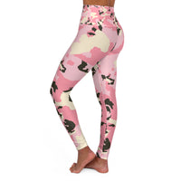 Stylish High Waisted Yoga Leggings - Pink Camouflage Design for Active Lifestyles