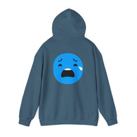 Emotional Expression Hoodie - Unisex Heavy Blend with Sad Face Design