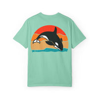 Whale Sunset Graphic T-Shirt - Unisex Garment-Dyed Tee for Ocean Lovers
