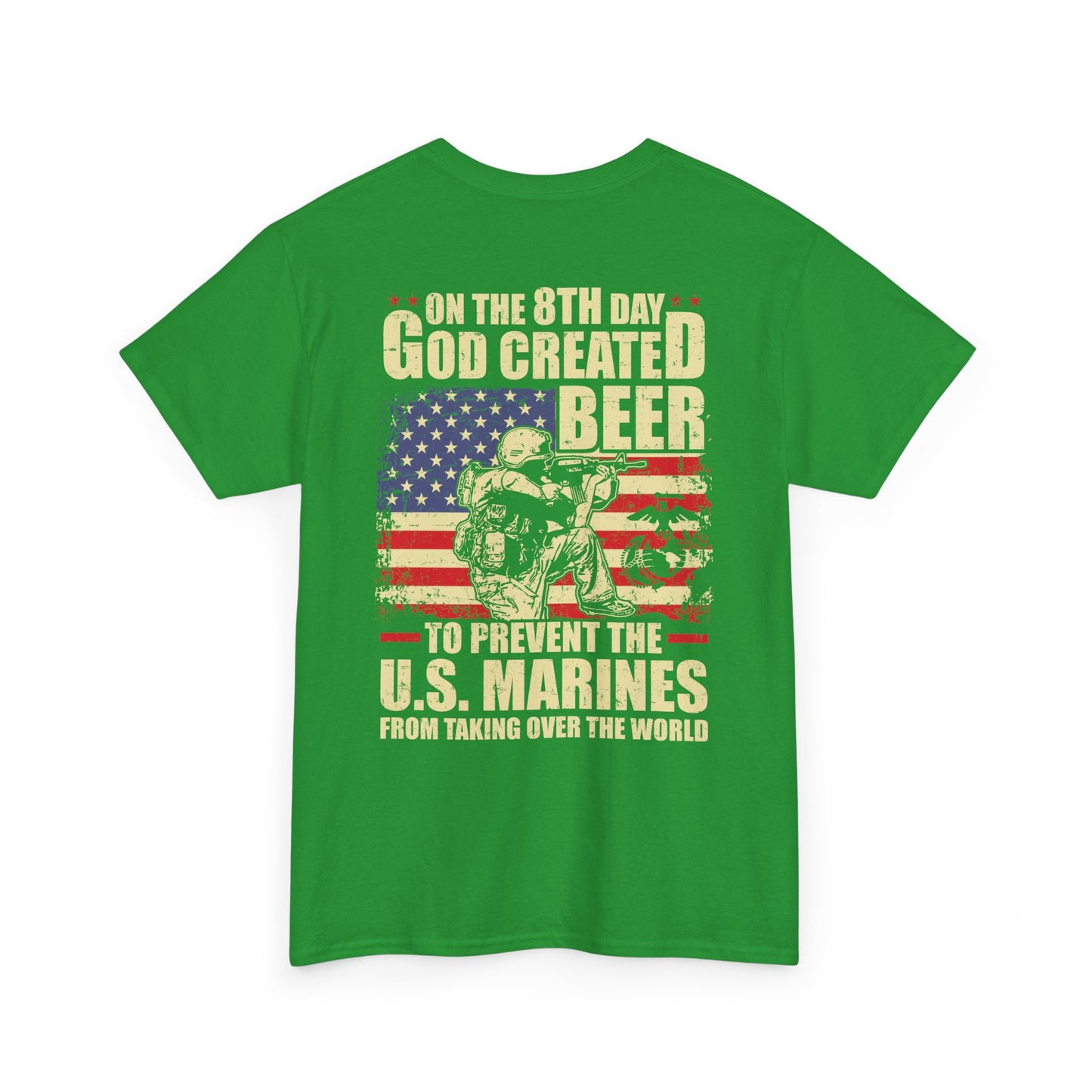 God Created Beer Unisex Heavy Cotton Tee, Fun Patriotic Shirt, Gift for Beer Lovers, US Marines Support, July 4th Celebration