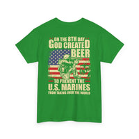 God Created Beer Unisex Heavy Cotton Tee, Fun Patriotic Shirt, Gift for Beer Lovers, US Marines Support, July 4th Celebration