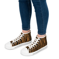 Tiger Print High Top Sneakers for Women - Bold and Stylish Footwear