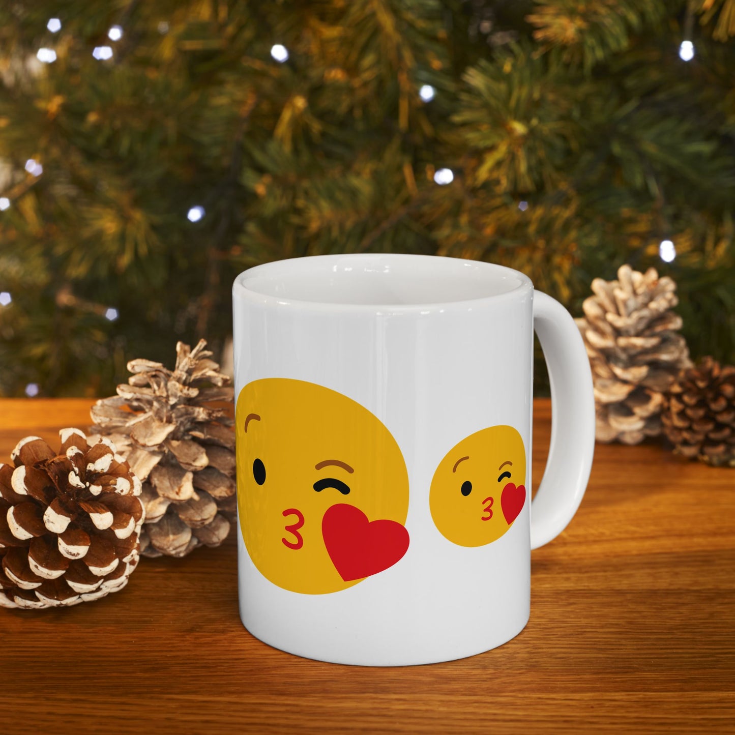 Kiss Emoji Ceramic Mug | Cute 11oz & 15oz Coffee Cup for Love & Friendship
