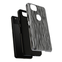 Stylish Tough Phone Case - Black and Gray Striped Design