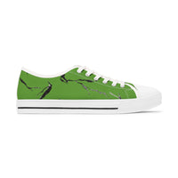 Trendy Women’s Low Top Sneakers - Green & Black Marble Design