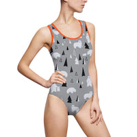 Stylish Polar Bear One-Piece Swimsuit for Women
