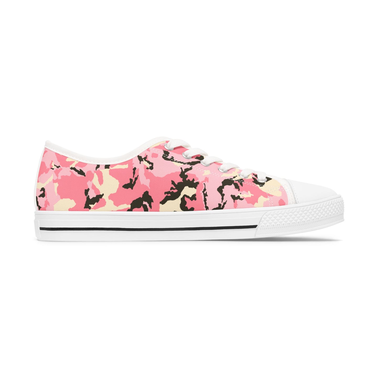 Feminine Pink Camo Low Top Sneakers - Stylish & Trendy Women's Casual Footwear