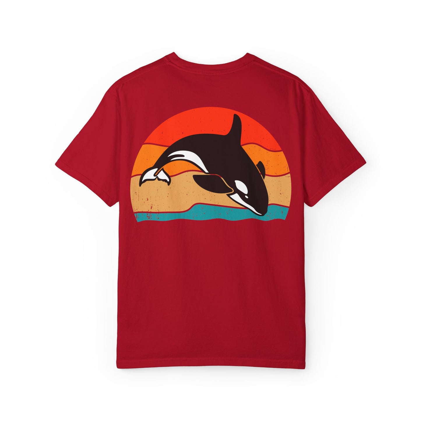 Whale Sunset Graphic T-Shirt - Unisex Garment-Dyed Tee for Ocean Lovers