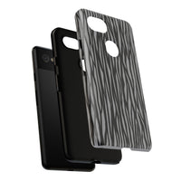 Stylish Tough Phone Case - Black and Gray Striped Design