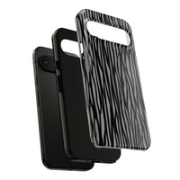 Stylish Tough Phone Case - Black and Gray Striped Design