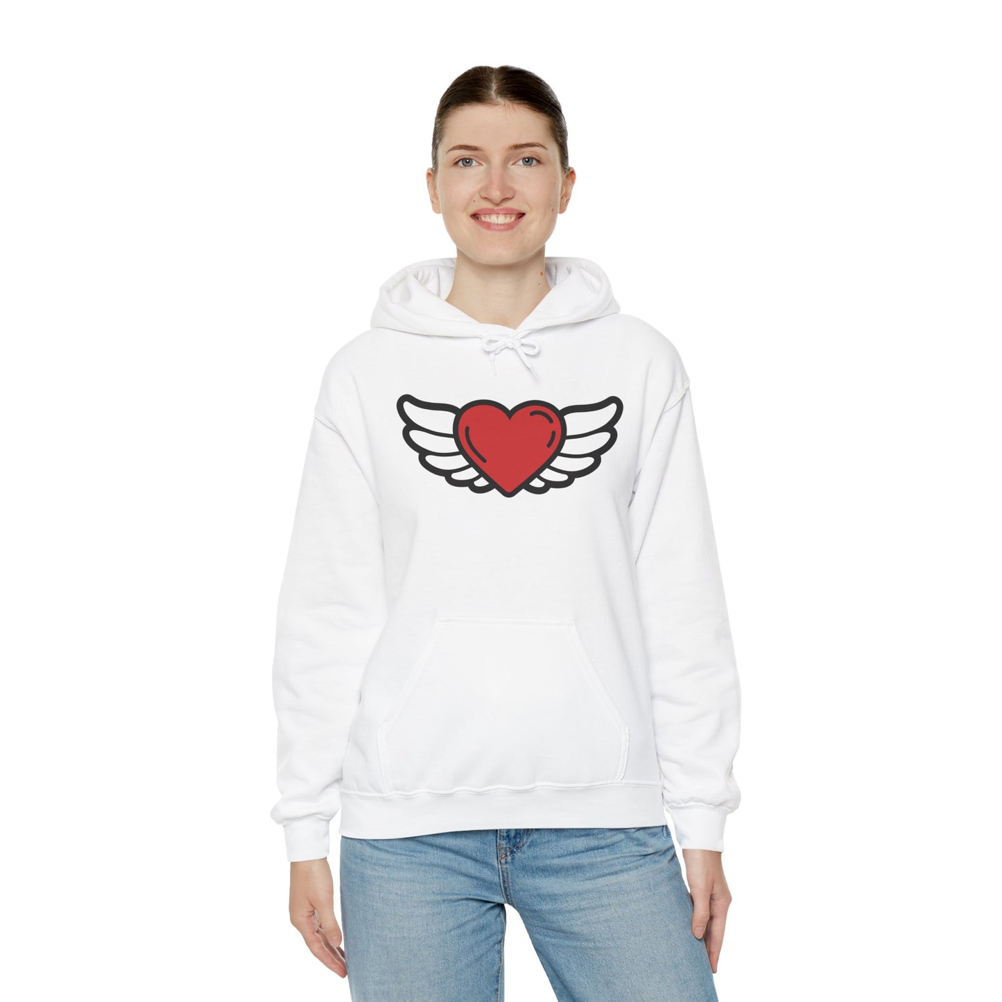 Angel Wings Heart Hoodie - Unisex Heavy Blend™ Sweatshirt for Love & Comfort