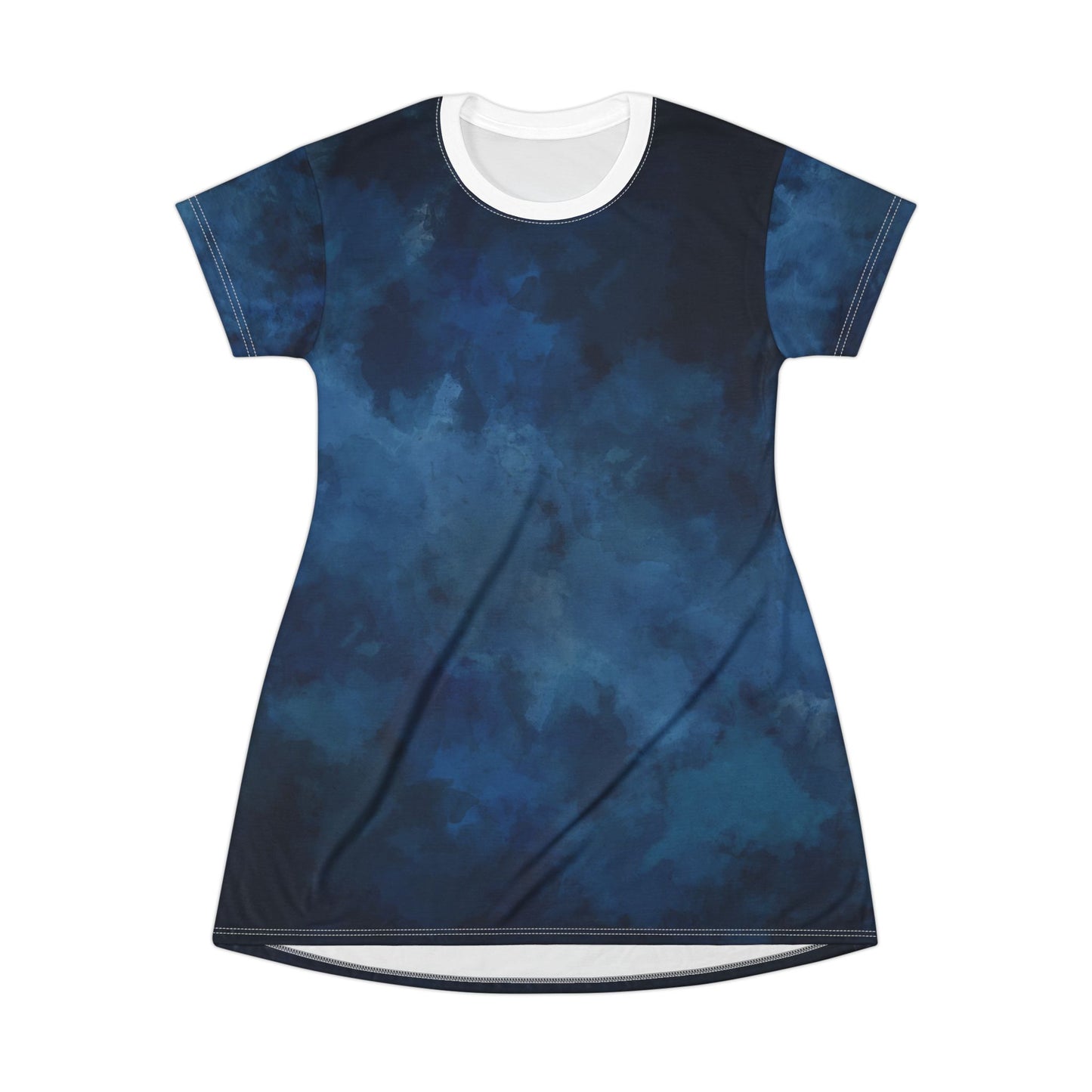 Chic Blue Tie-Dye T-Shirt Dress - Casual Summer Style