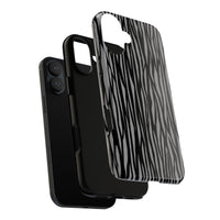 Stylish Tough Phone Case - Black and Gray Striped Design