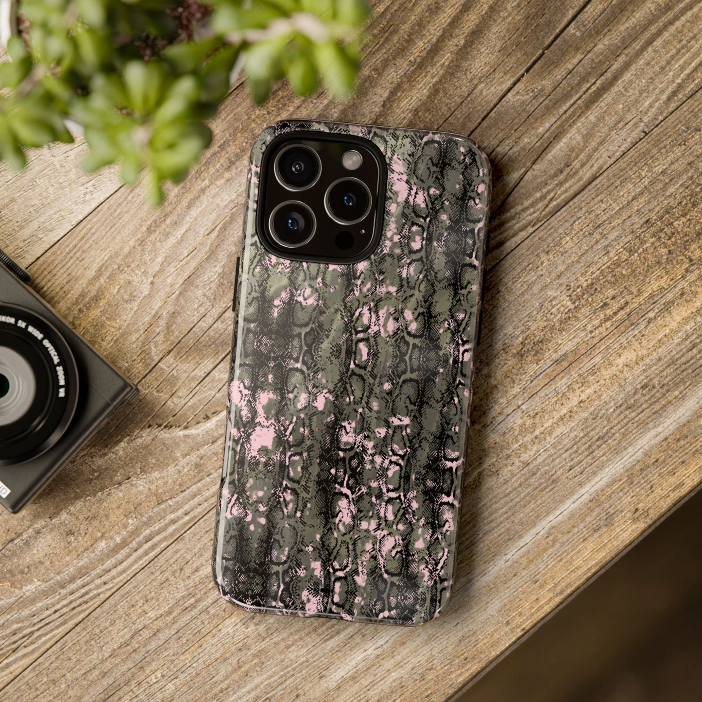 Camo Snake Pattern Phone Case – Rugged Protection Meets Bold Style  Turn heads while protecting your phone with this fierce camo snake pattern case—where urban edge meets outdoor grit.