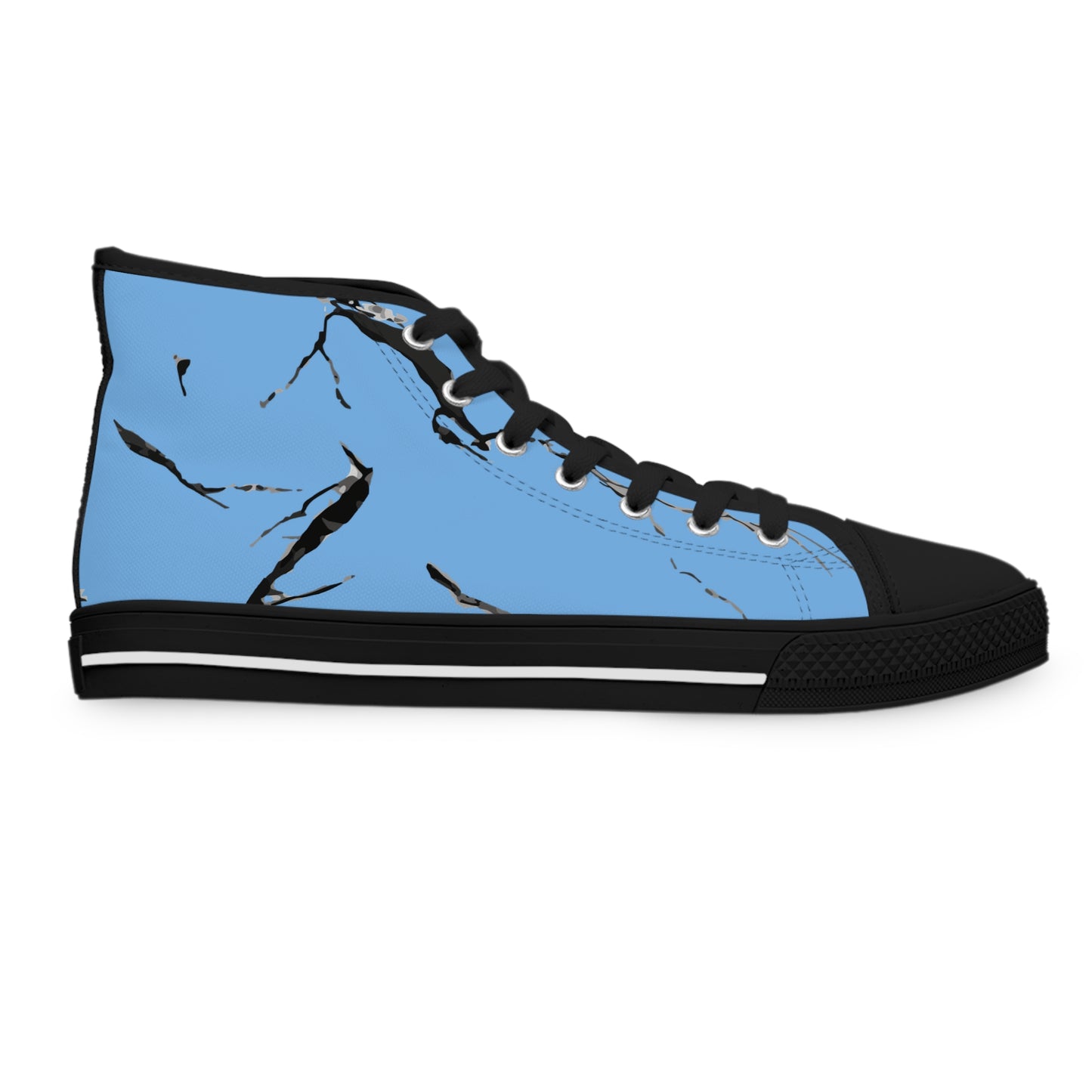 Stylish Women's High Top Sneakers with Elegant Blue Marble Design