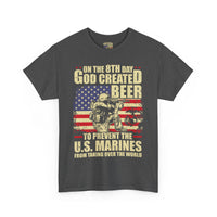 God Created Beer Unisex Heavy Cotton Tee, Fun Patriotic Shirt, Gift for Beer Lovers, US Marines Support, July 4th Celebration