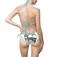 Stylish Women's Bikini Swimsuit with Unique Design Three Skull No Speak No Hear No See Leopard