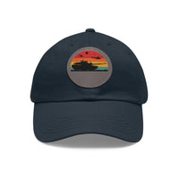 Retro Sunset Dad Hat with Leather Patch