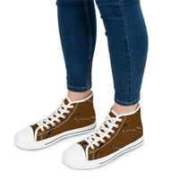 Artistic Brown High Top Sneakers – Stylish & Unique Footwear for Women