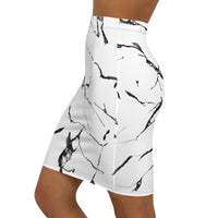 Elegant Marble Print Women's Mid-Waist Pencil Skirt - Stylish & Versatile Fashion Piece