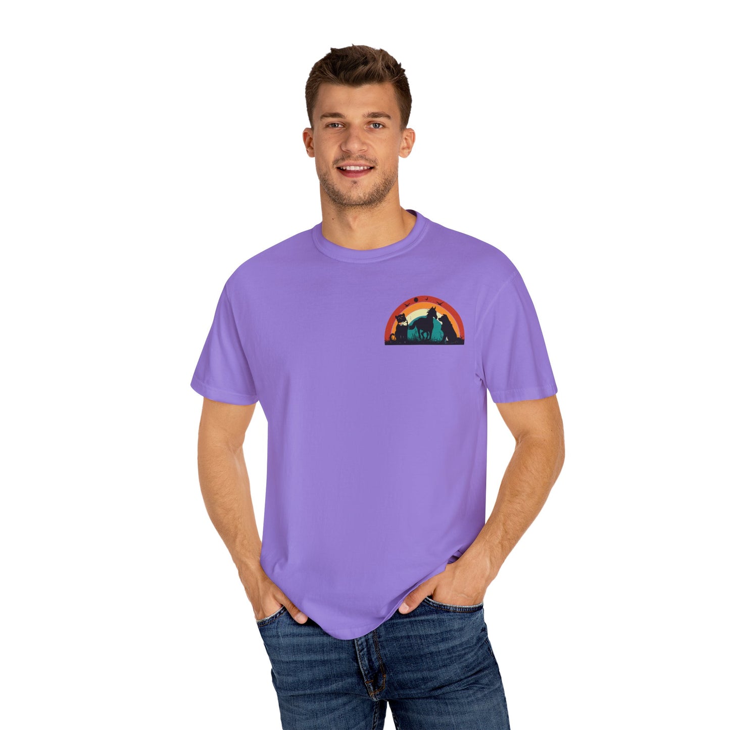Rainbow Animal Scene Unisex T-Shirt - Nature Lover's Gift