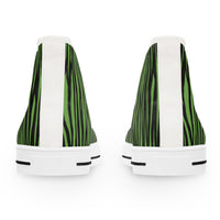 Women's High Top Sneakers - Green Zebra Print Casual Shoes